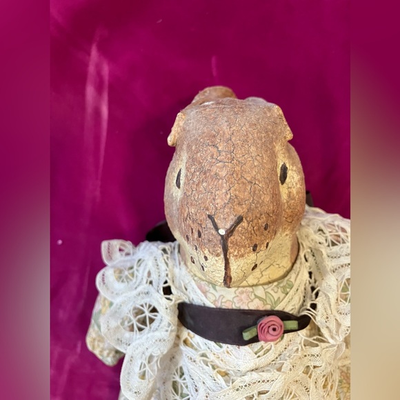 Hand Painted Judy Wachlin Stuffed Adorable Bunny Doll Folk Art 17” RARE - Picture 11 of 13